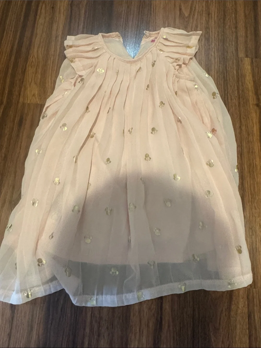 Disney toddler girls ' Pink Chiffon Dress with Gold Dot Accents